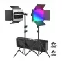 NEEWER 2×660 PRO II RGB LED vaizdo šviesų rinkinys su 2×200 cm stovais