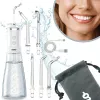 NENO Pulsar White nešiojamas dantų irigatorius su 300 ml talpa, 3 slėgio režimais, USB-C įkrovimu, IPX7, 4 antgaliais