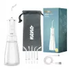 NENO Pulsar White nešiojamas dantų irigatorius su 300 ml talpa, 3 slėgio režimais, USB-C įkrovimu, IPX7, 4 antgaliais