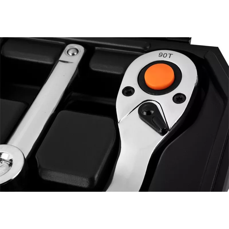 NEO Tools 10-042 1/4 inch pavaros 46 dalių veržliarakčių ir antgalių rinkinys su priedais