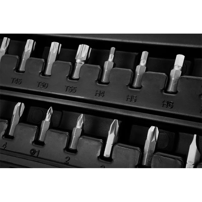 NEO Tools 10-042 1/4 inch pavaros 46 dalių veržliarakčių ir antgalių rinkinys su priedais