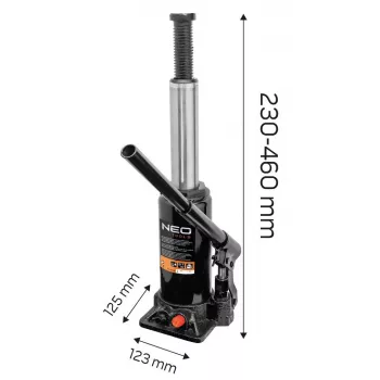 NEO TOOLS 10 Tonų hidraulinis stulpinis domkratas su apsauga nuo perkrovos