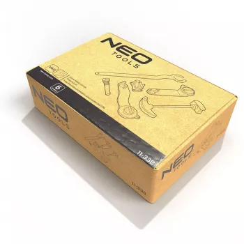 NEO TOOLS 11-338 219 dalių mechaniko įrankių rinkinys su reketais, antgaliais, veržliarakčiais, bitais ir šešiabriauniais rakteliais dėkle