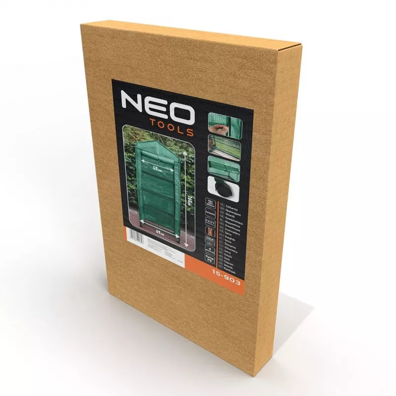 NEO Tools 15-903 Šiltnamis-lova 180x92x92 cm su PE danga ir plieniniu rėmu