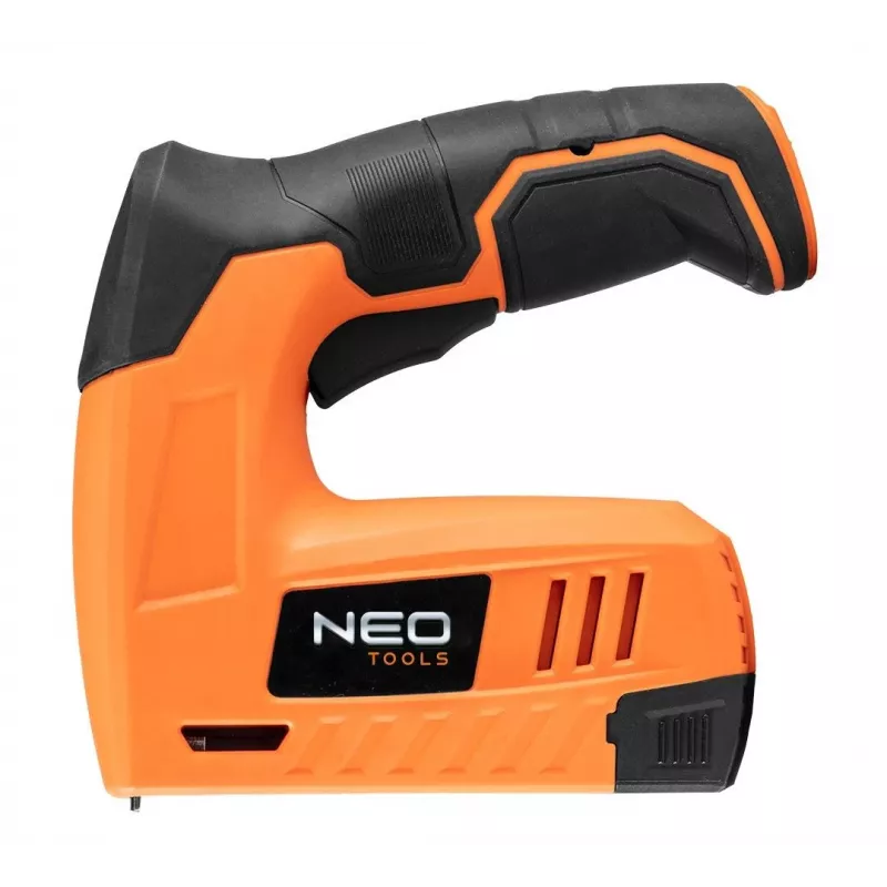 NEO Tools 16-050 Rankinis segiklis apmušalų, izoliacijos ir dekoratyvinių darbų atlikimui, su reguliuojama jėga, J tipo segtukams 6–14 mm, juodos/oranžinės spalvos