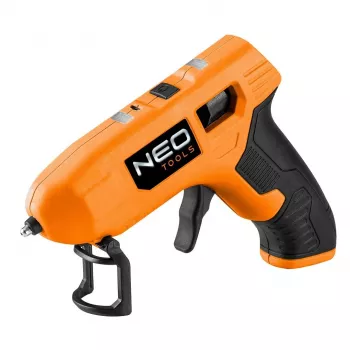 NEO Tools 17-083 20W karštų klijų pistoletas su apsauga nuo lašėjimo, 11 mm klijų lazdelėms, integruotu stoveliu, 230 V, oranžinis/juodas