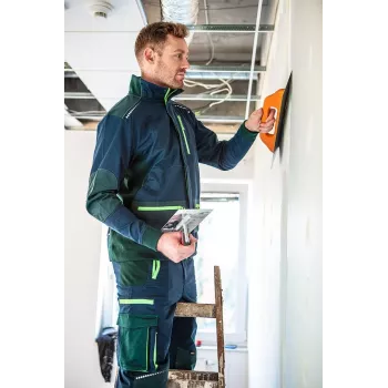 NEO Tools 81-216-XXXL vyriška darbo striukė, pilka/žalia, 65% poliesteris 35% medvilnė, 245 g/m², 7 kišenės, sustiprintos alkūnės ir pečiai, atšvaitai, EN ISO 13688:2013
