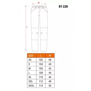 NEO Tools 81-228-M apsauginės kelnės su CORDURA® kelių sutvirtinimu, 10 kišenių, pilkos/juodos, M dydis