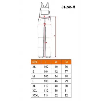 NEO Tools 81-246-M darbo kelnės su kelių apsaugų kišenėmis, dydis M, pilkos/oranžinės, 65% poliesteris 35% medvilnė, 245 g/m²