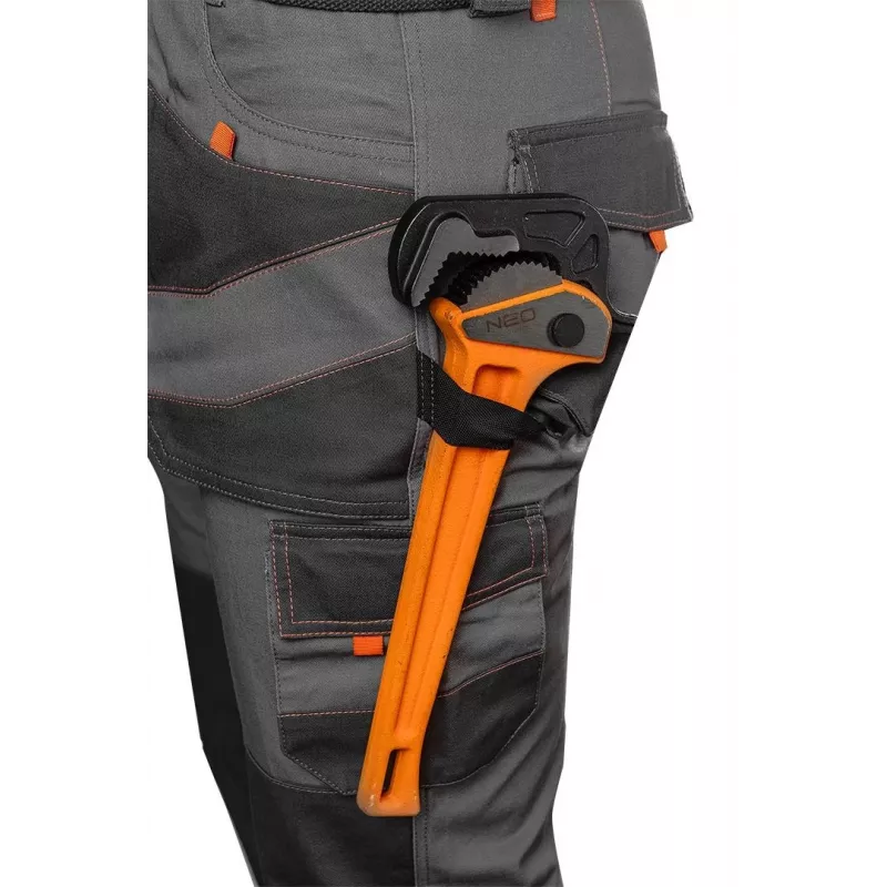 NEO Tools 81-325-L apsauginės kelnės, dydis L, pilkos/juodos su oranžinėmis detalėmis