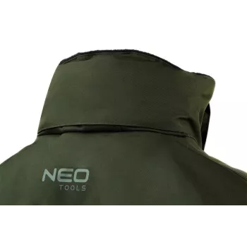 NEO TOOLS 81-573-XXXL Vyriška žiemos darbo striukė juoda/pilka, atspari vandeniui ir vėjui, nuimamas gobtuvas, EN ISO 13688