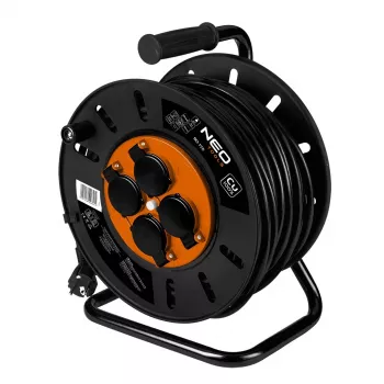 NEO TOOLS 90-175 Laidų būgnas 50 m 3 x 2,5 mm², 4 Schuko lizdai, IP44, terminė apsauga