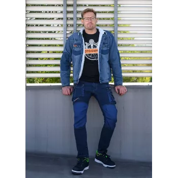 NEO TOOLS DENIM darbo kelnės su sustiprintais keliais, XL dydis