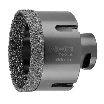 NEO TOOLS Deimantinis vainikinis grąžtas 65 mm M14 vakuuminio litavimo keramikai, porcelianui, granitui, marmurui, stiklui