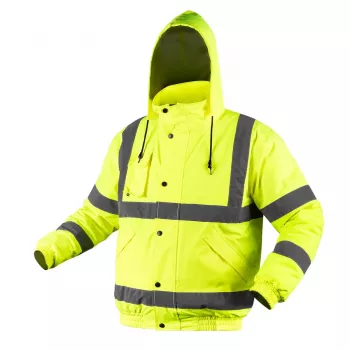 NEO TOOLS gerai matoma lengvai izoliuota bomber darbo striukė, fluorescencinė geltona, dydis XXXL