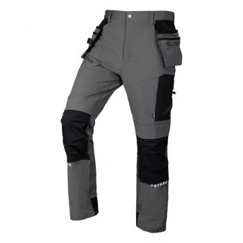 NEO TOOLS vyriškos Mix&Match darbo kelnės su 4 krypčių tampriu audiniu ir Cordura sutvirtinimais, pilkos/juodos, S dydis