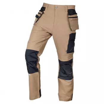 NEO TOOLS Mix&Match 4-Way Stretch Work Trousers su Cordura sutvirtinimais, smėlio/juodos spalvos, XL dydis