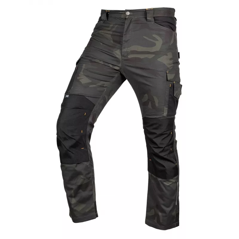 NEO TOOLS Mix&Match darbo kelnės, Canvas, su Cordura sustiprinimais, žalias kamufliažas, XS dydis