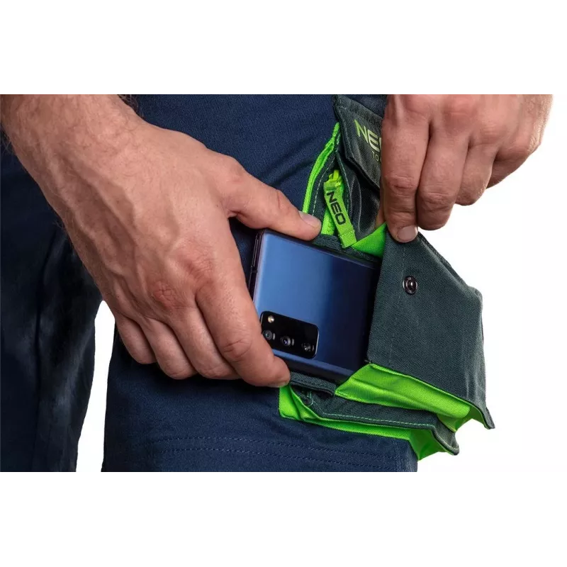 NEO TOOLS PREMIUM Vyriški medvilnės mišinio šortai su tamprumu, XXXL, juodi
