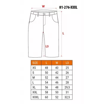 NEO TOOLS PREMIUM Vyriški medvilnės mišinio šortai su tamprumu, XXXL, juodi