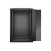 NETRACK 019-180-645-022 Sieninis/Kabinamas 19 inch 18U 450mm stiklinės durelės Juodas su nuimamais šoniniais dangčiais