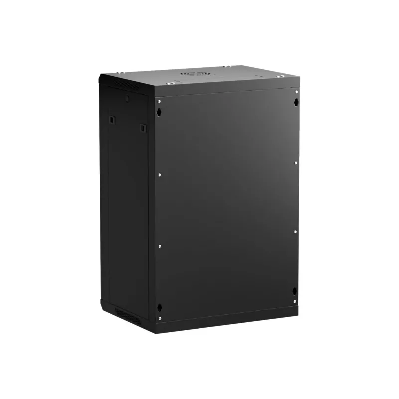 NETRACK 019-180-645-022 Sieninis/Kabinamas 19 inch 18U 450mm stiklinės durelės Juodas su nuimamais šoniniais dangčiais