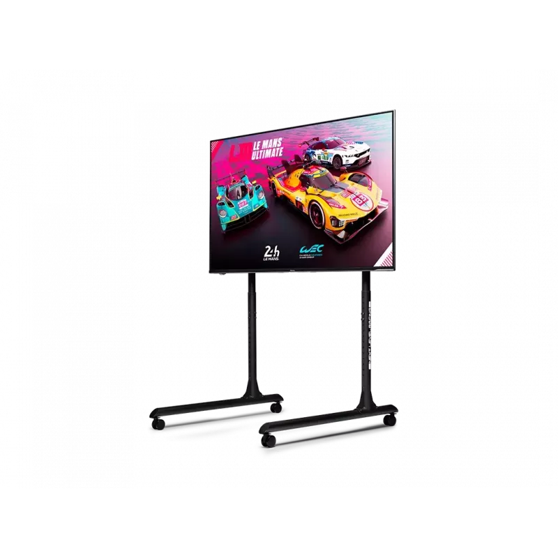 Next Level Racing Floor Stand – Round Tube Freestanding Single Monitor Stand – iki 65 colių – aukščio reguliavimas, pakreipimas – maksimali apkrova 50 kg – juoda