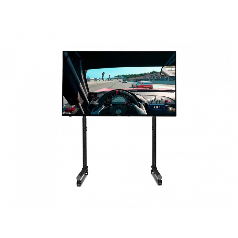 Next Level Racing Floor Stand – Round Tube Freestanding Single Monitor Stand – iki 65 colių – aukščio reguliavimas, pakreipimas – maksimali apkrova 50 kg – juoda