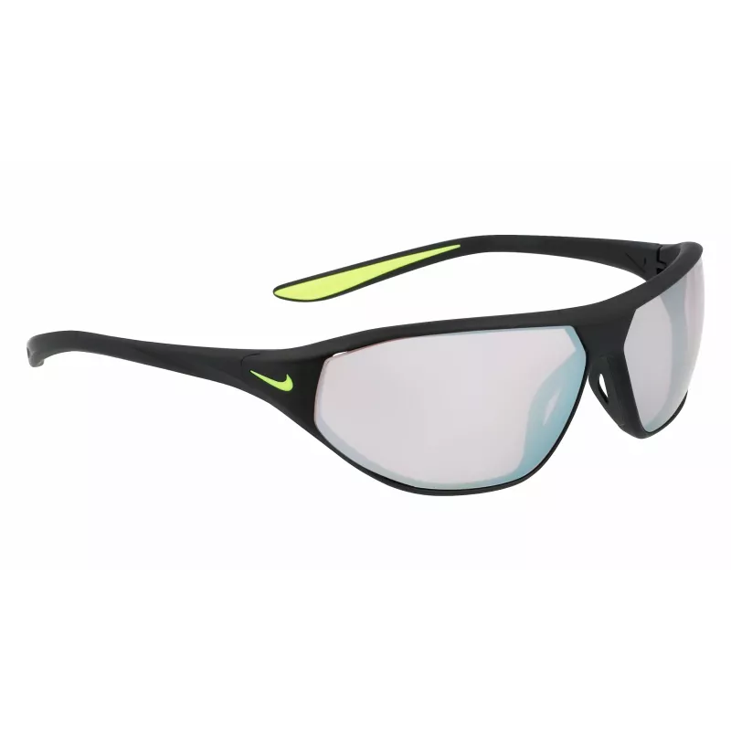 NIKE AEROSWIFTEDQ0 Unisex Sport Akiniai - Matinė Juoda, Pilkas Atspalvis, 65 mm Lęšiai