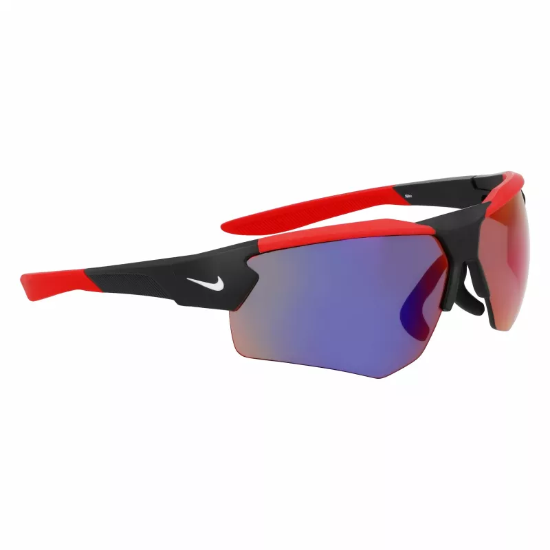 NIKE vyriški sportiniai stačiakampiai akiniai nuo saulės NKEV24037-12 – juodas rėmelis, pilki lęšiai, 71 mm lęšio plotis
