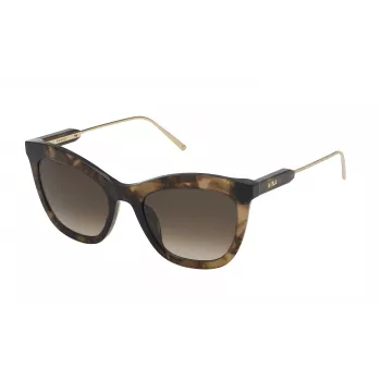NINA RICCI moteriški akiniai nuo saulės SNR300520GGU – Brown Havana, gradientiniai pilki lęšiai, 52 mm