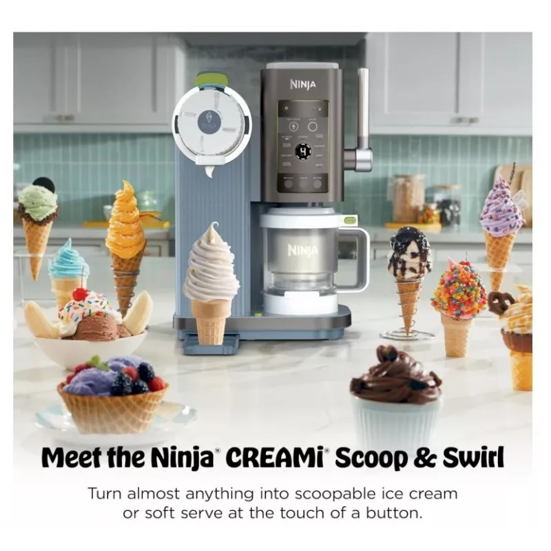 Ninja Creami Scoop & Swirl 13-in-1 ledų ir šaldyto gėrimo gamintuvas 0,48 l mėlynas EU NC702EU