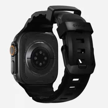 NOMAD Rocky Point Band, dirželis Apple Watch 46mm/49mm, FKM ir titanas (anglies juoda, juoda apkaustai)