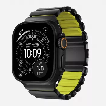 NOMAD Stratos Band – Titanio apyrankė Apple Watch 49mm su FKM (Black Titanium, Volt FKM)