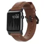NOMAD Traditional Band – Odinis dirželis iš Horween odos, skirtas Apple Watch 46mm/49mm, Rustic Brown, juodos spalvos apkaustai