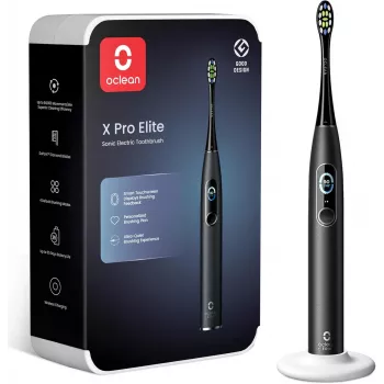 Oclean X Pro Elite Sonic elektrinis dantų šepetėlis – 42 000 VPM, Bluetooth 5.0, AI išmanioji analizė, IPX7 atsparus vandeniui, juodas