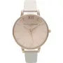 Olivia Burton Moteriškas Didelio Ciferblato Laikrodis OB13BD11 – 38mm Rožinis Auksas ir Pilka Oda