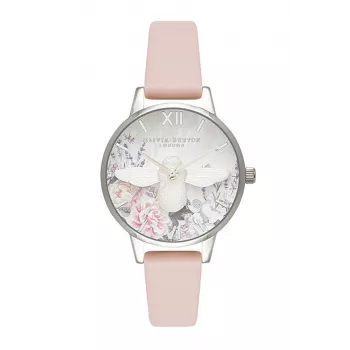 OLIVIA BURTON Women's Celestial Quartz Watch 30 mm Rose Gold Stainless Steel Grey Leather OB16GH09