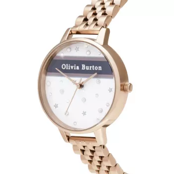 OLIVIA BURTON Women's Celestial Watch OB16VS06 - 34mm Rose Gold Stainless Steel Case, Grey Leather Strap, Quartz Analog