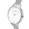 Olivia Burton Women's Enchanted Garden Watch OB16ES10 – 38 mm nerūdijančio plieno rožinio aukso spalvos korpusas, baltas gėlėtas ciferblatas, pilka odinė apyrankė