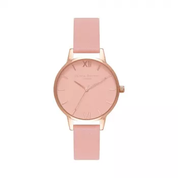 Olivia Burton Women's Midi Dial Watch OB16MD77 - 30mm Rose Gold PVD Plated Stainless Steel Case, Grey Leather Strap, Grey Dial