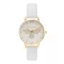 Olivia Burton Moteriškas laikrodis OB16FB24 – 30 mm baltas gėlėtas ciferblatas, rausvos spalvos odinė apyrankė