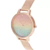OLIVIA BURTON Women's Rainbow Bee laikrodis OB16RB18 – 34 mm nerūdijančio plieno korpusas, pilka odinė apyrankė, baltas ciferblatas su vaivorykštės bitės motyvu, kvarcinis mechanizmas