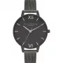 Olivia Burton Women's Sparkle Bee Watch OB16GD49 - 34mm Quartz, White Dial, Grey Leather Strap