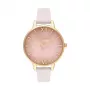Olivia Burton Women's Sparkle Bee Watch OB16SP20 – 34 mm pilko saulės spindulių ciferblato, pilkos odos apyrankė
