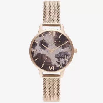 Olivia Burton Moterų Laikrodis Sparkle Butterfly OB16SP21 - 30mm Sidabrinis Nerūdijančio Plieno Tinklelis
