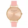 Olivia Burton moteriškas laikrodis OB14BD31 38 mm rožinio aukso atspalvio nerūdijančio plieno korpusas nude odinė apyrankė