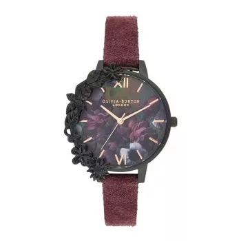 OLIVIA BURTON Moteriškas laikrodis OB16AD44 pilkas odinis dirželis 34mm