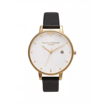 Olivia Burton Moteriškas Laikrodis OB16AM86 38mm Rožinio Aukso Spalvos Plieninis Korpusas, Pilkas Odinis Dirželis