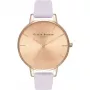 Olivia Burton Moteriškas Laikrodis OB16BD110 38mm Rožinio Aukso Plieninis Korpusas Pilkas Odinis Dirželis